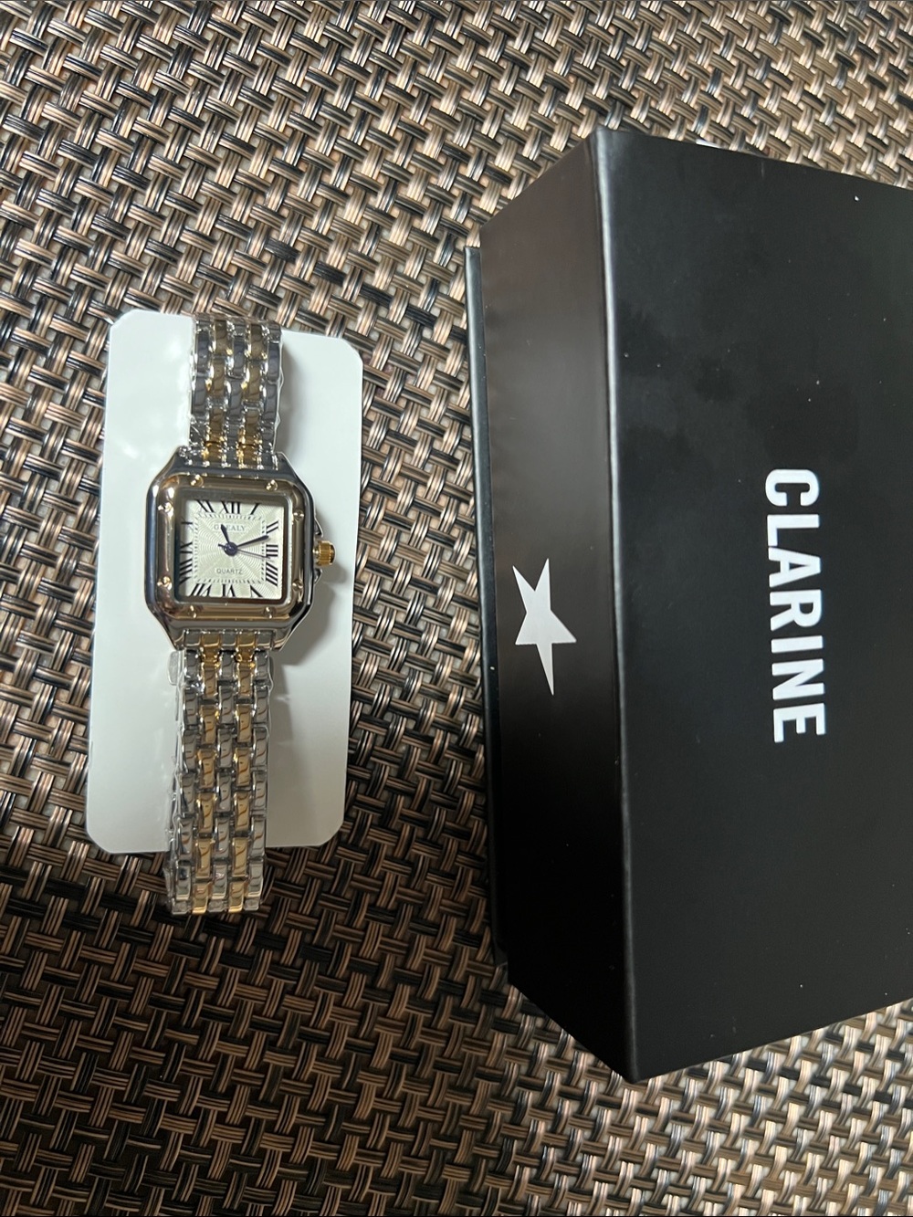 Clarine Two-Tone Square Dial Bracelet Watch - Silver & Gold